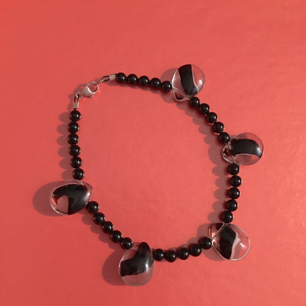 Black Onyx and Glass Bracelet